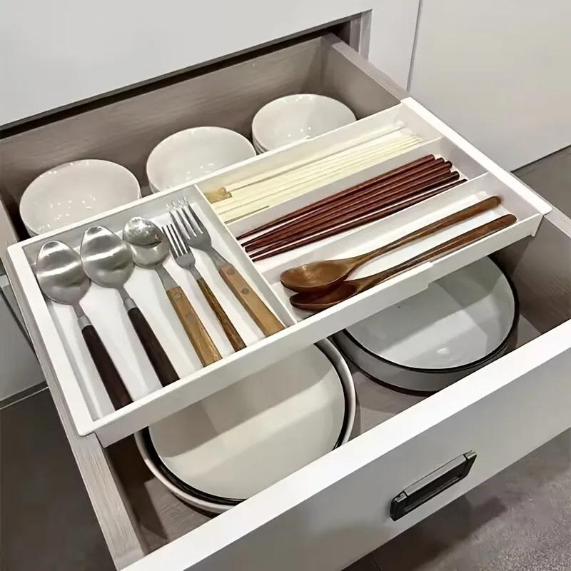 Kitchen Knife and Fork Storage Rack, Adjustable, Suitable for Cabinets As Well As Bathrooms and Bedrooms