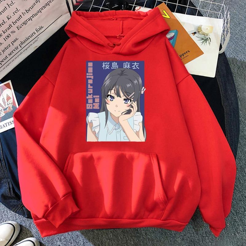Anime Rascal Does Not Dream of Bunny Girl Sakurajima Mai Printed Men Women Casual Hoodies Loose Sweatshirt Harajuku Streetwear