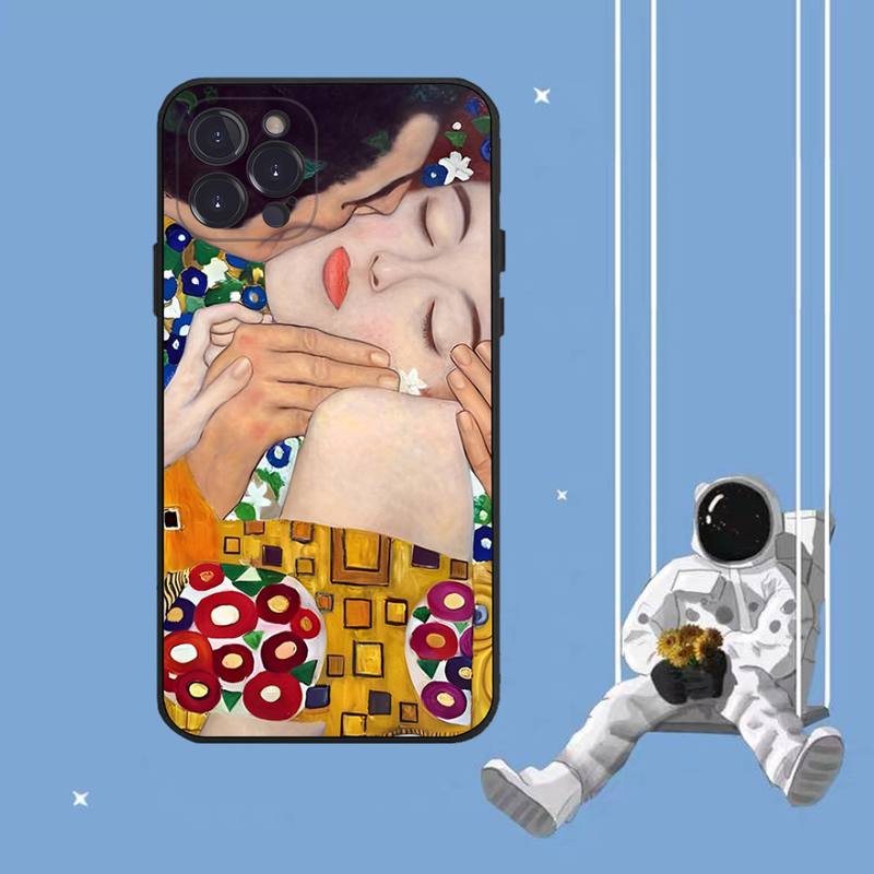 Kiss By Gustav Klimt Phone Case For iPhone 8 7 6 6S Plus X SE 2020 XR XS 14 11 12 13 Mini Pro Max Mobile Case