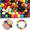 50-100Pcs Natural Wooden Beads Colorful Barrel Shaped Wood Beads Big Hole Loose Beads For Jewelry Making DIY Hair Accessories