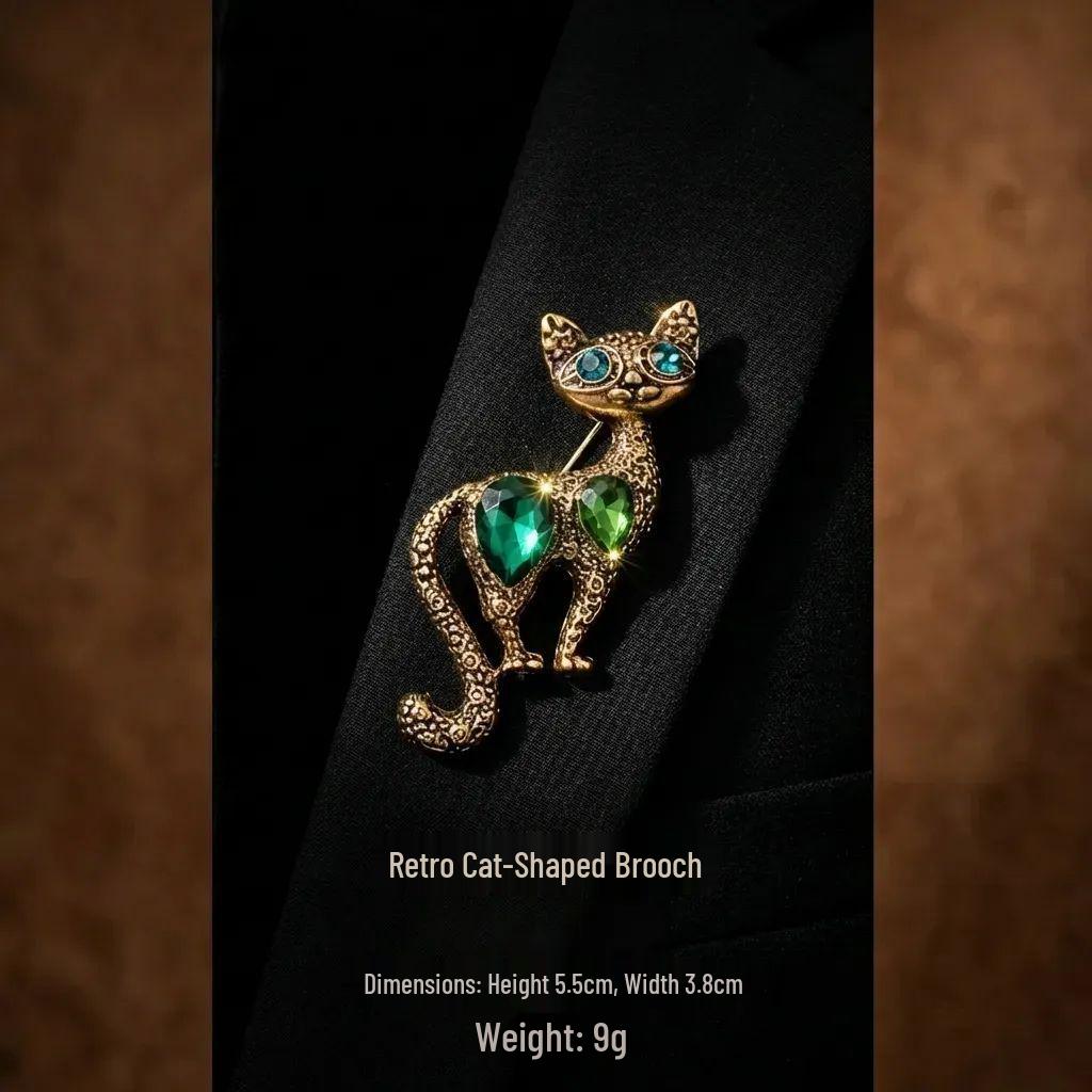 Premium Korean Cartoon Kitten Oil-Drop Brooch - Elegant Animal Pin for Women