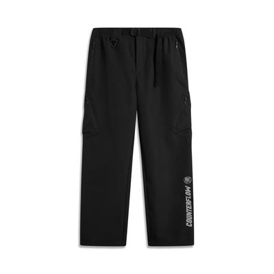 Li Ning CF Cargohose mit Buchstabenprint, wasserabweisend, bequem und vielseitig, Herren, Schwarz, AYKV209-4