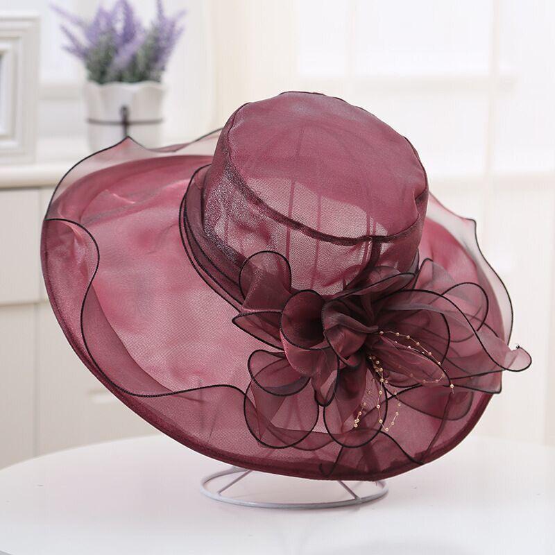 Summer European and American Flower Mesh Sun Hat Beach Sun Hat Women's Organza Top Hat