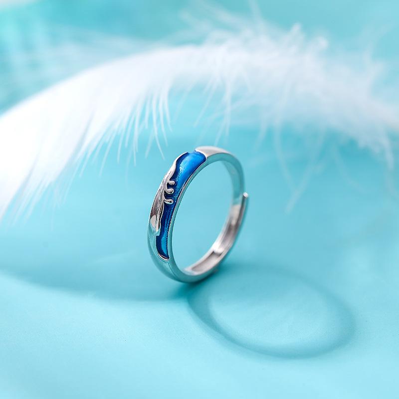 

Новые парные кольца из серебра 925 пробы «Волна» и «Рыбий хвост» - Регулируемая пара для мужчин и женщин, Модный корейский дизайн. Adjustable Open