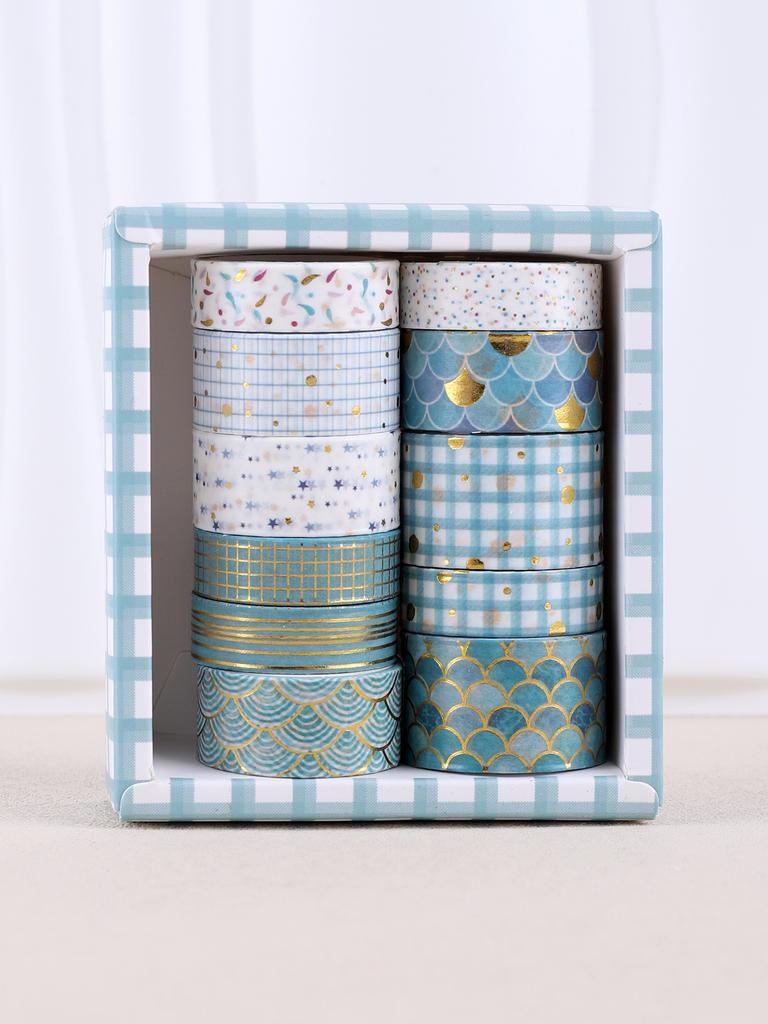 11rolls Washi Tape with Gold Foil Masking Tape Adhesive Paper Tape For Creative Decorative Tape Scrapbooking Supplies Washi Tape