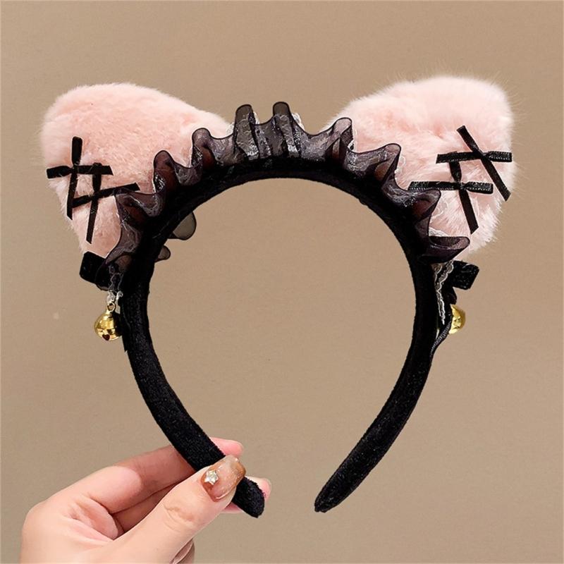 Anime Cats Ear Headband for Christmas Party Masquerades Maid Hairhoop Formal Event Hairdband Roleplay Costume Accessories