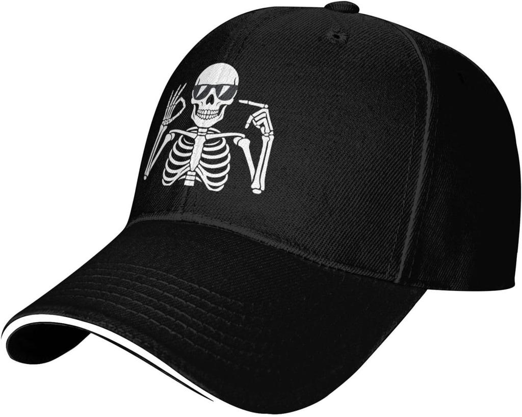 Skeleton OK Sign Sunglasses Baseball Cap Funny Viral Slang Adjustable Adult Unisex Summer Hat