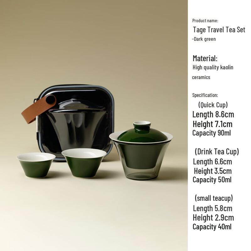 Woding Portable Travel Tea Set - 1 Pot, 2 Cups