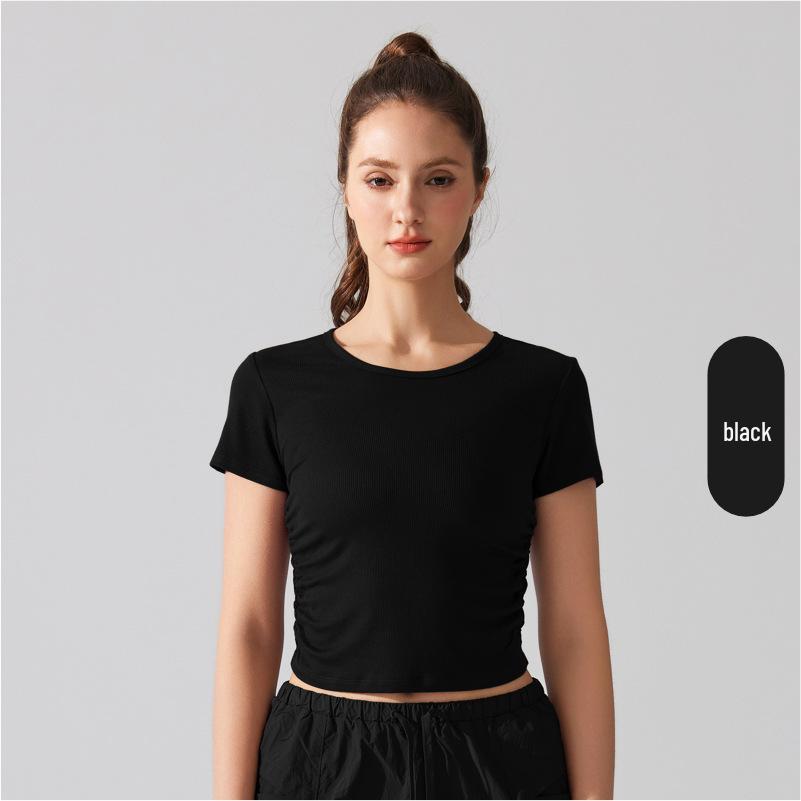 

Women s Quick-Dry Ribbed Crew Neck Yoga and Fitness Top M