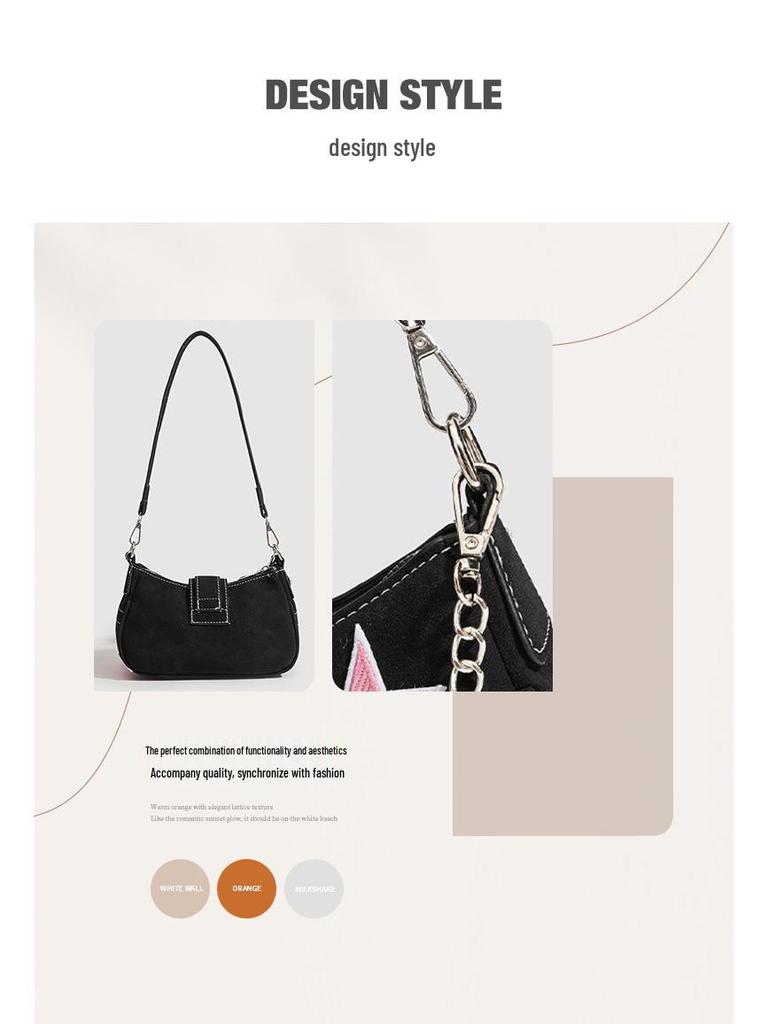 Y2K Trendy Jednoramenná Řetízková Bagetová Taška - Sladká & Pikantní Americký Styl Dámská Kabelka