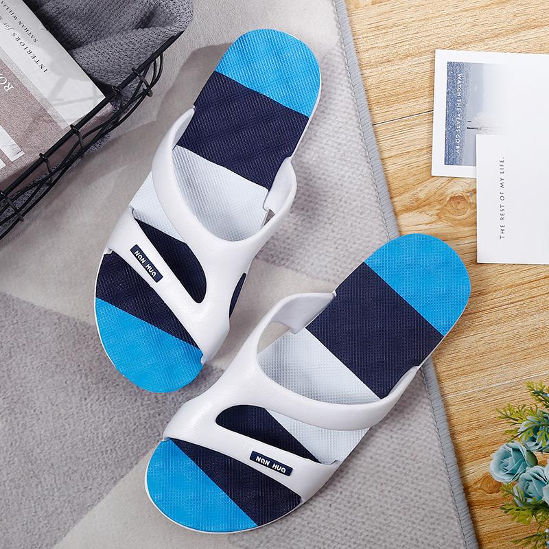New Men Slippers Summer Slides Breathable Cool Beach Shoes Flip Flops Fish Mouth Bone White Men Slippers Lightweight Big Size 46
