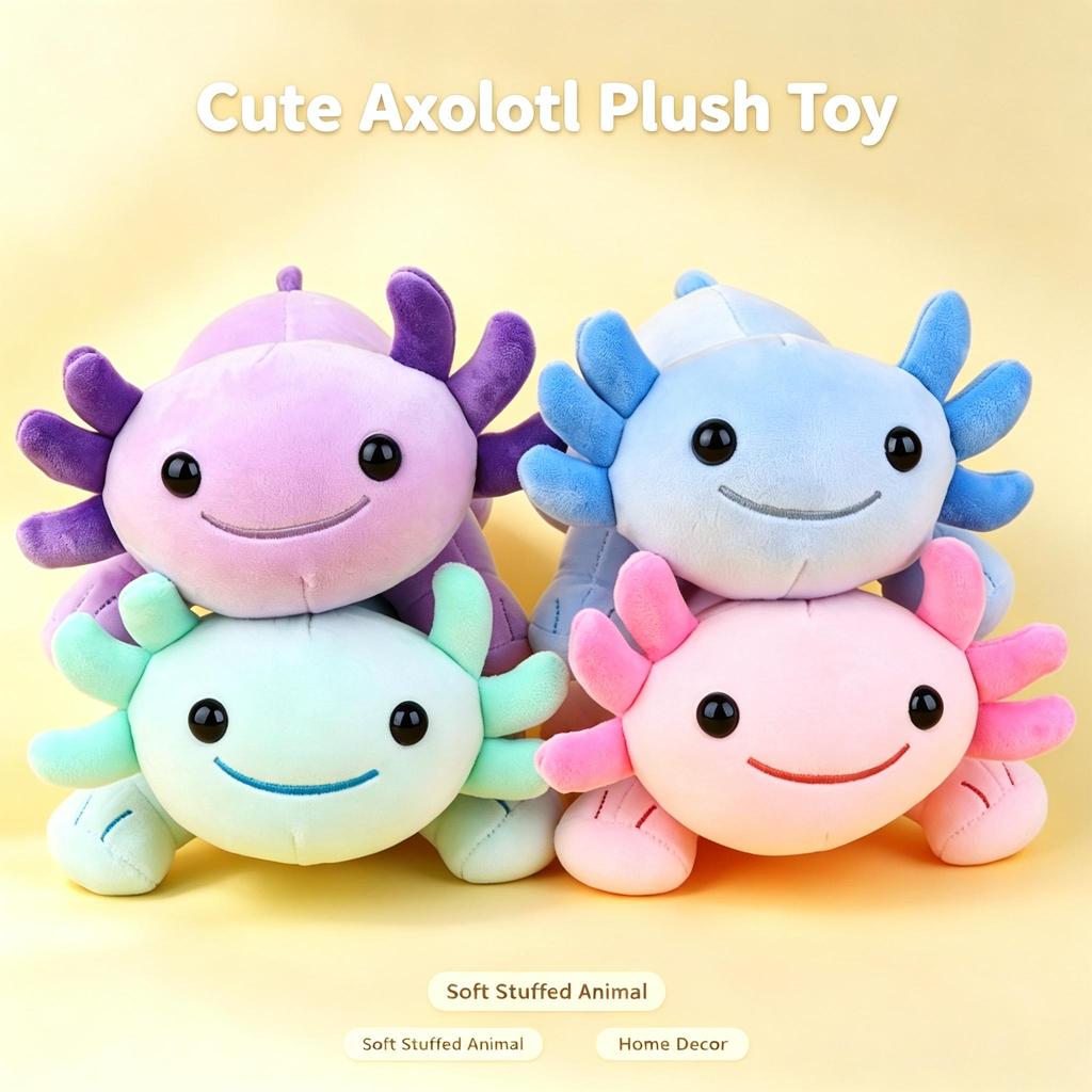 Cute Axolotl Plush Toy, Soft Short‑Furred Salamander Stuffed Doll 12cm For Gift Decoration