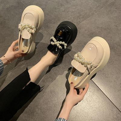 Internet Celebrity Bag Head Half Slippers Women's Outer Wear Fashion 2025 New Summer Thick Bottom Pearl Big Head Drag Internet Celebrity Ins
