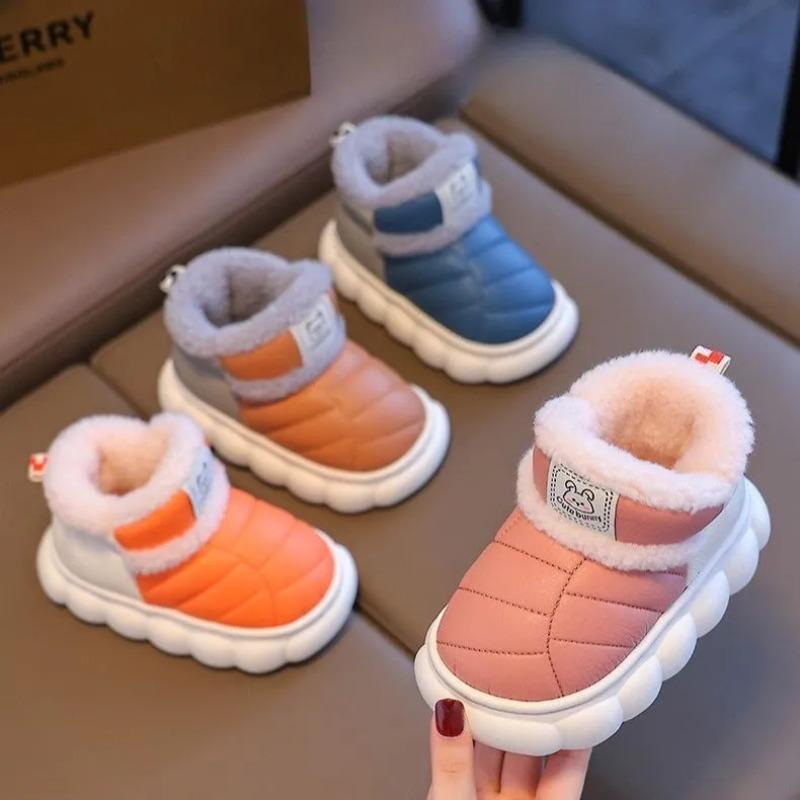 Zimní dětské bavlněné boty Teplý fleece Vodotěsné dětské boty