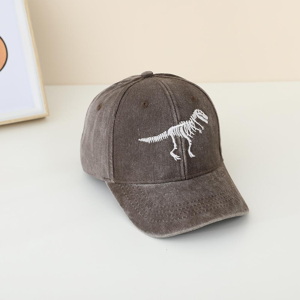 JYL TS DIY Dinosaur Skeleton Kids Cap Vintage Washed Hat Cotton