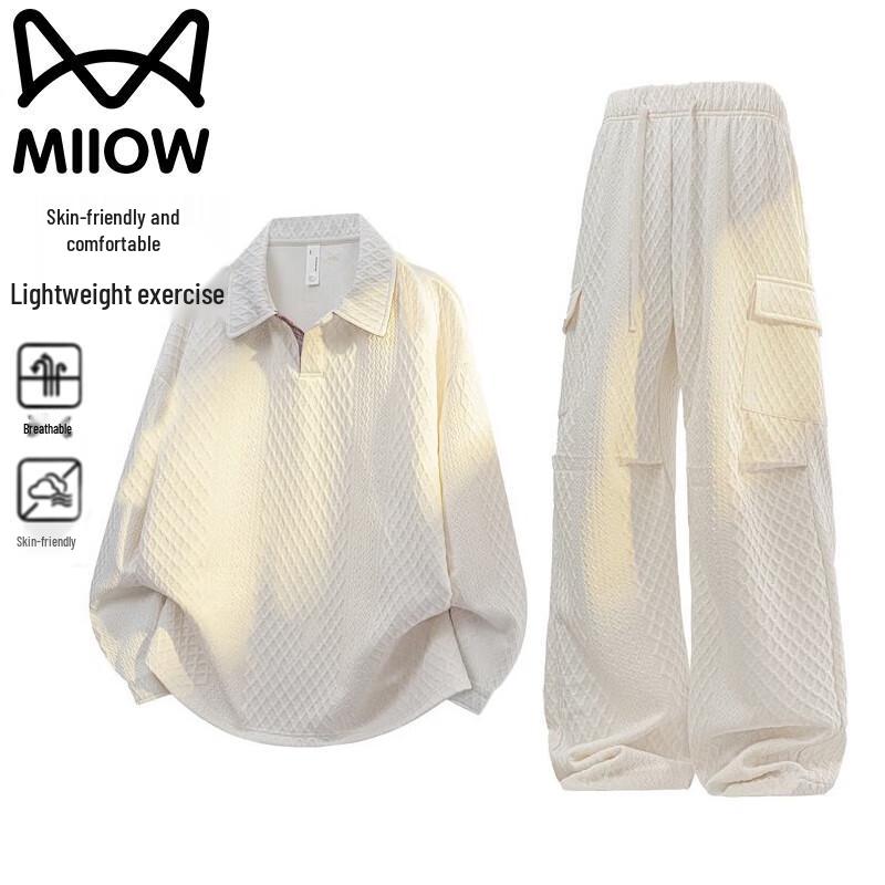 

Maoren Men s Waffle Knit Long-Sleeve T-Shirt Set M