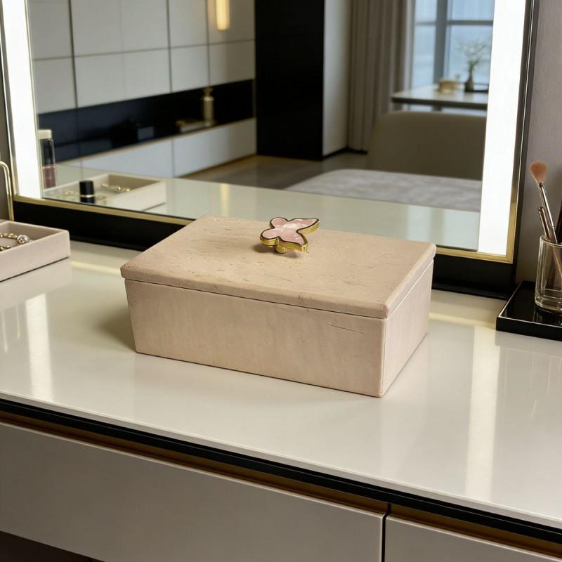 Marble-Style Jewelry Box With Lid Dresser Entryway Key Storage Modern Minimalist Small Organizer