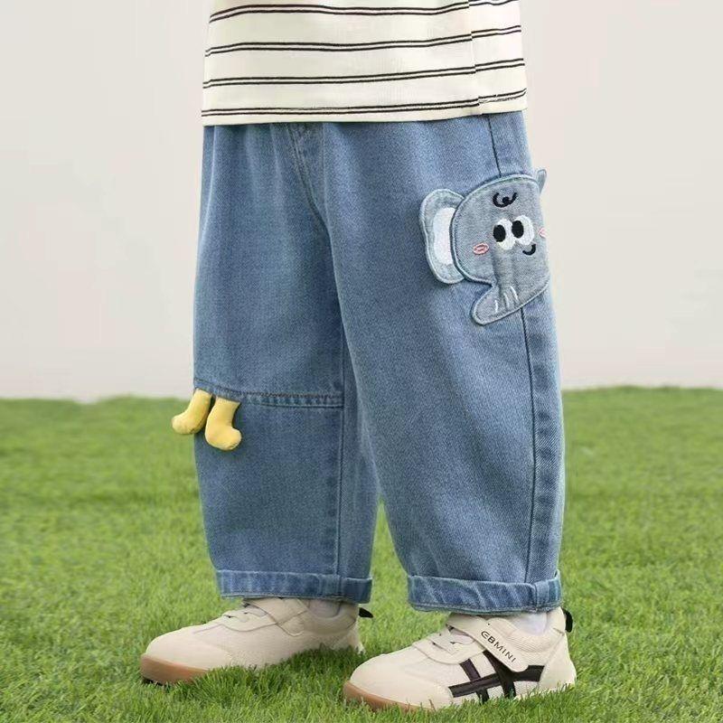 2026 Spring Cartoon Boys' Straight-Leg Jeans for Baby and Young Children