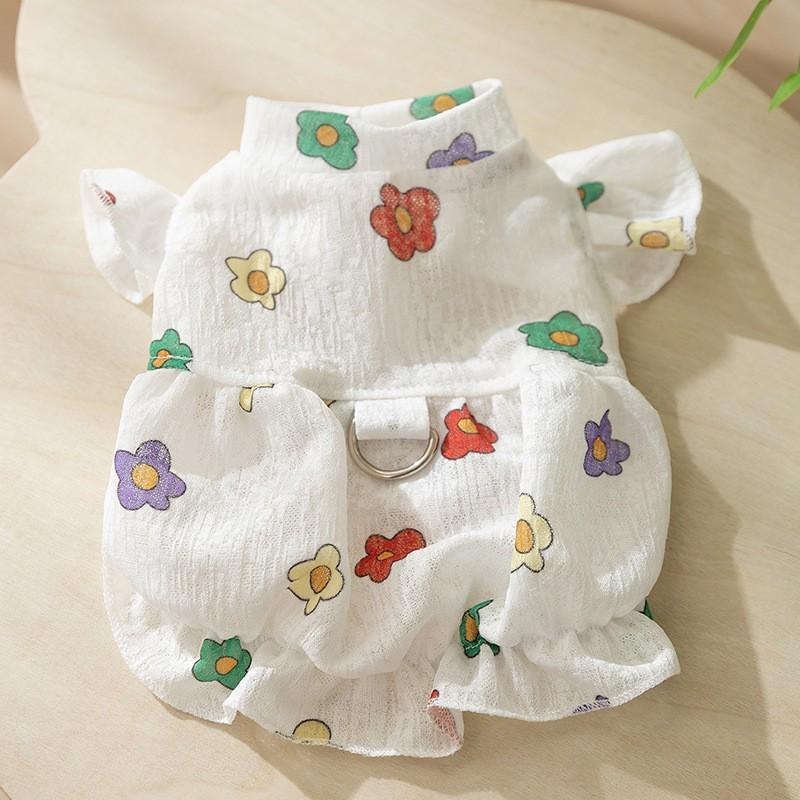 Vestido Vaquero Primavera-Verano: Falda de tirantes estilo Hong Kong para perros y gatos