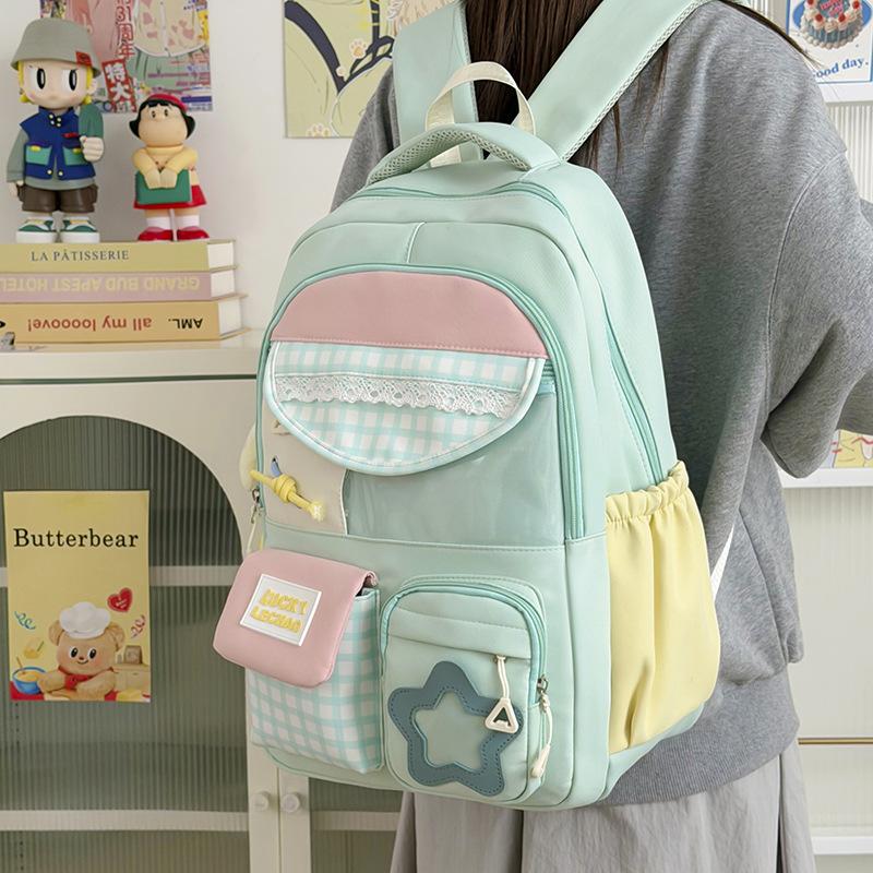 Schoolbag Japanese ins small fresh lace sweet backpack girl light make-up bag large capacity travel casual backpack