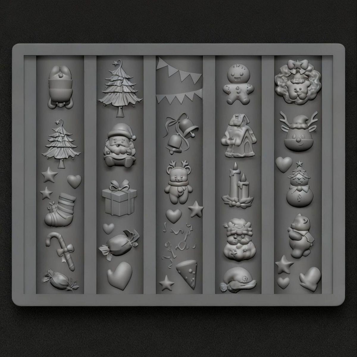 Clear Little Bear Christmas Silicone Mold for DIY 3D Nail Art Bow & Rabbit Ornament