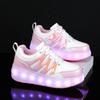 Kids Sneakers Led Light Shoes Children's Boys Girls USB Charging Glowing Sport Wheels Outdoor Parkour Roller Skate Shoes