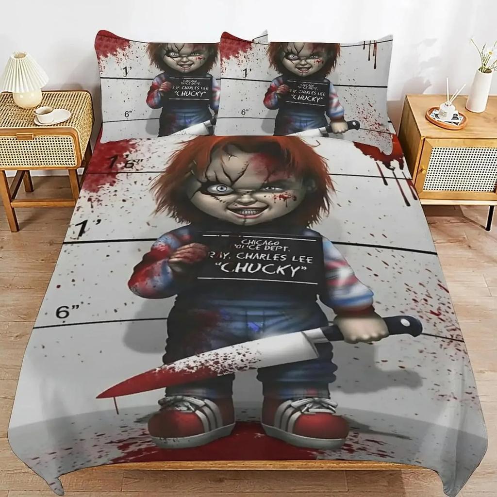 3D Gedrucktes C-Chucky Bettwäsche-Set 2/3 Stück Einzel-/Queensize Bettbezug Kissenbezug Schlafzimmerdekoration Teenager Erwachsener Jungen Mädchen Geschenk