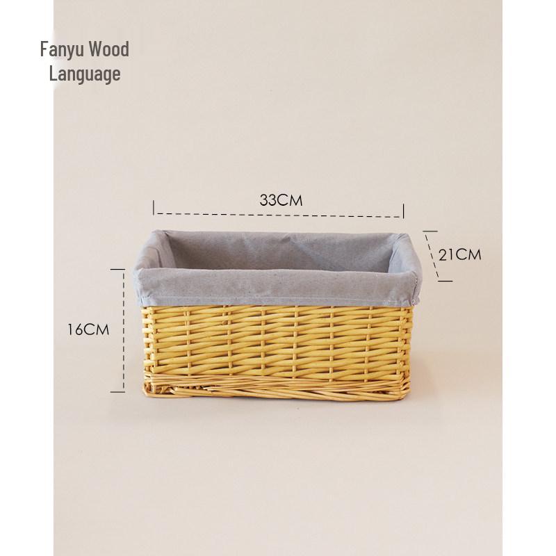 Woven Bamboo Fabric Storage Basket for Snacks and Sundries