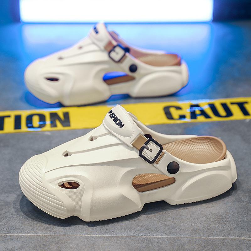 Hole Shoes Men's Summer Wear Non-slip and Wear-resistant Bag Head Slippers Men's Soft Bottom Sports Large Size Beach Cool