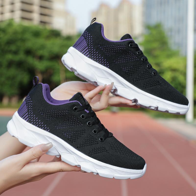 35-42 Spring/autumn Women's Flying Woven Breathable Super Light Stuffed Sports Shoes Large Size Ultra -light Stool Women's Sports Shoes