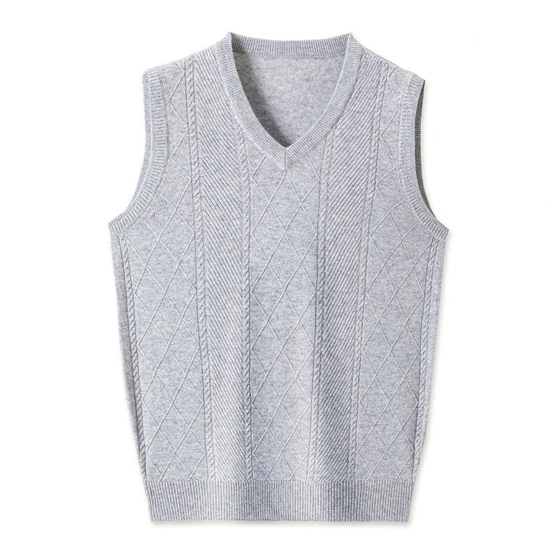 Men S Sleeveless V Neck Knitted Pullover Vest Solid Color Thick