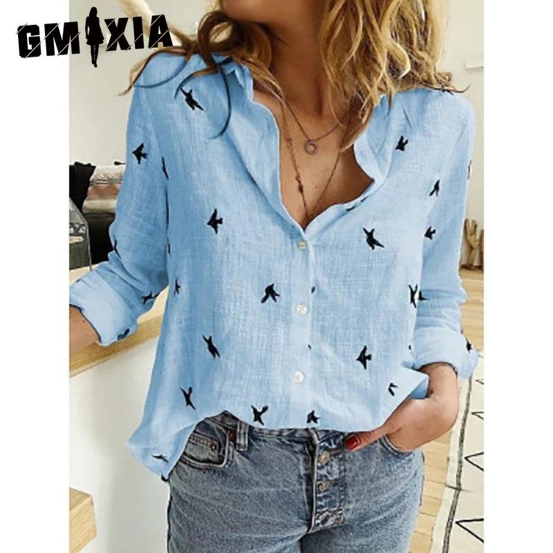 

GMXIA Women s Fashion Casual Spring Autumn Long Sleeve POLO Neck Blouses & Shirts S білий