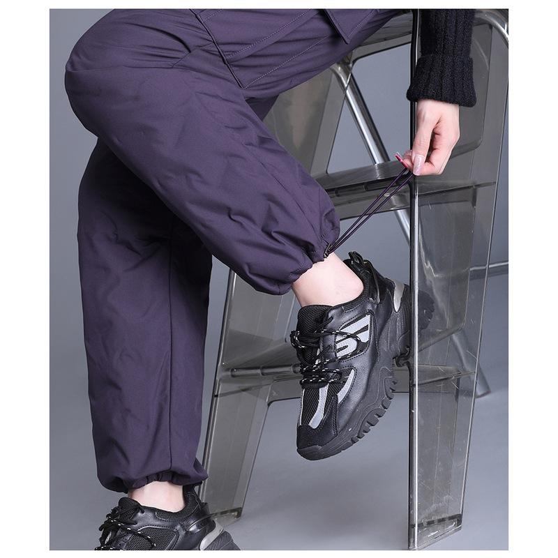 Straight-leg Down Pants and Women's Long Pants Are Suitable for Women with Wide Legs in Winter. They Are Thick, Warm and Loose with Duck Down