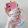 KEYSION Cute 3D Cartoon Plush Case for VIVO Y21 Y21S Y33S Y33T with Lanyard Soft Silicone Shockproof Phone Cover for VIVO T1X