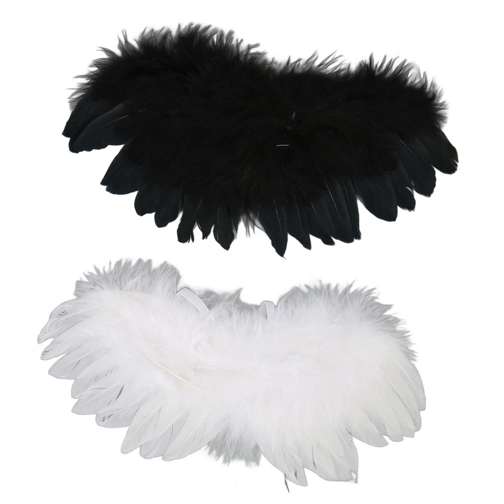 2Pcs Ball Joint Doll Feather Wings Black and White Soft Comfortable for 1 3 1 4 1 6 Dolls
