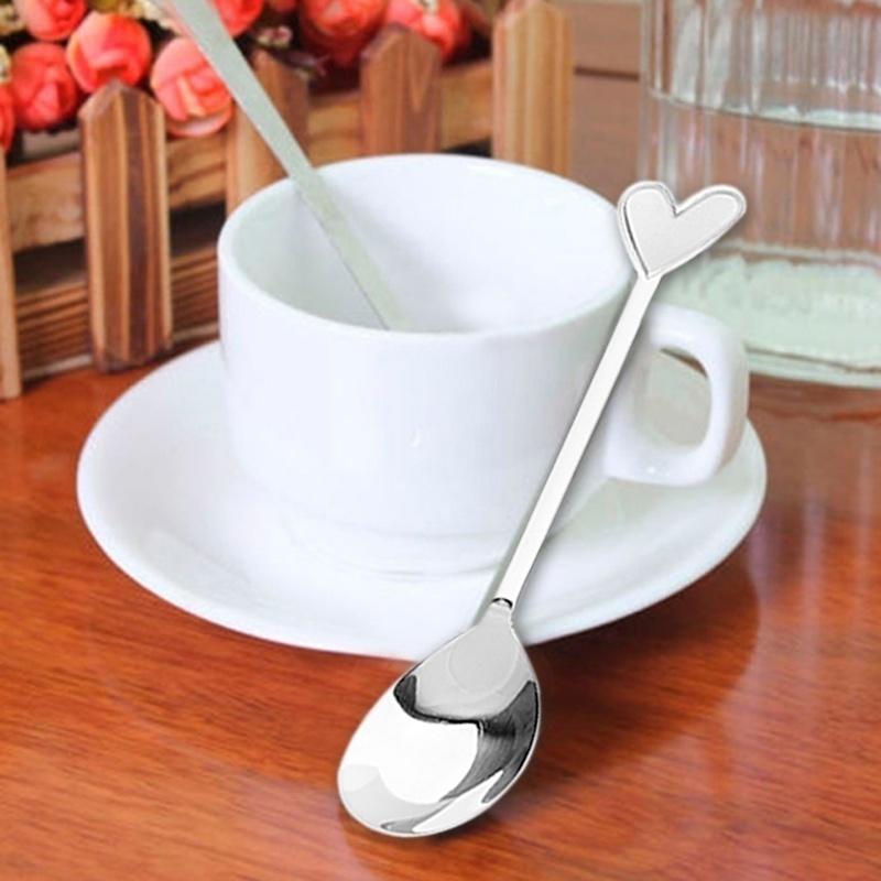 Kávová čajová lžička z nerezové oceli ve tvaru srdce