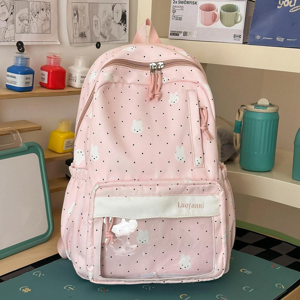 Schoolbag Light Lemon Candied Yellow Series Rabbit Polka Dot Backpack for Primary and Secondary School Students Campus Full of Vitality School Bag