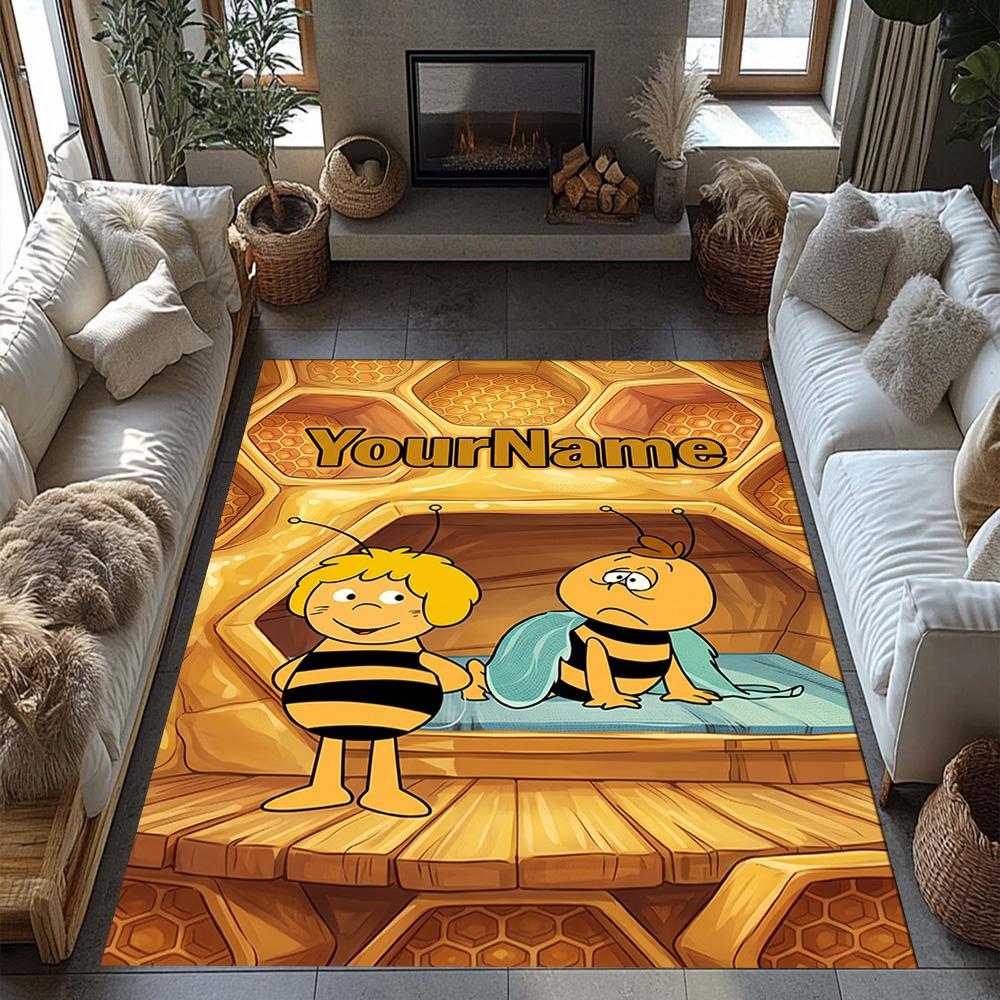 Biene Maja Customized Name Floor Rug Office Rug Perfect for Foyer Hallway Balcony Kitchen Anti-slip Rug Decorate Offices Spiritual Gift