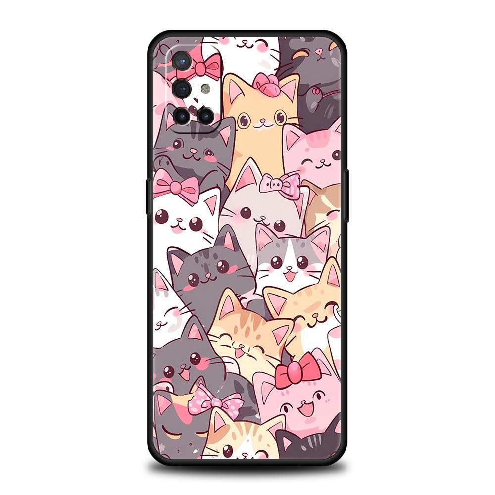 Cute Cartoon Cat Phone Case For OnePlus 13 12 11 10 9 8 7T Pro 13R 12R 10R 9RT 8T Nord N200 N30 2T CE 2 3 5G Lite Soft Cover