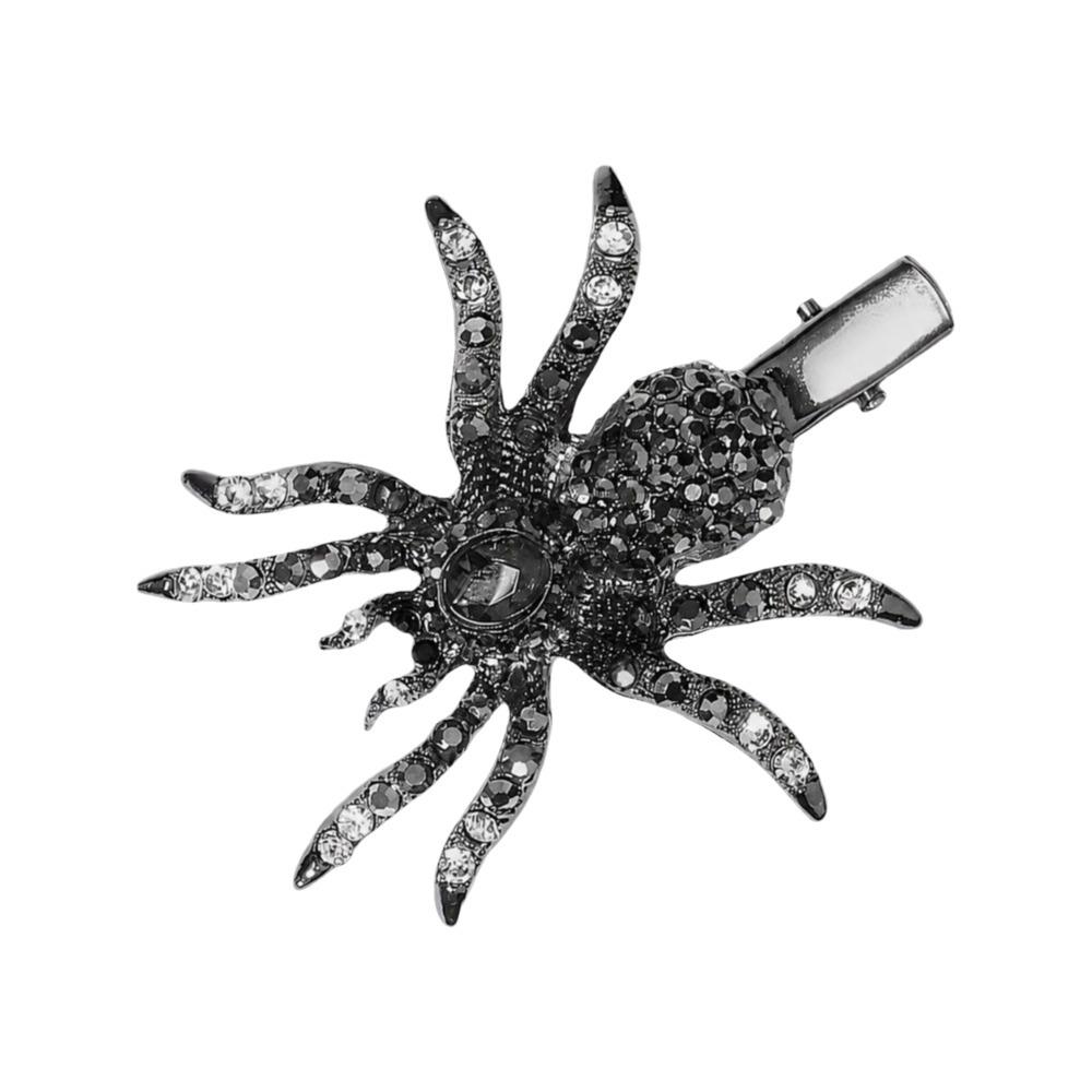 Spider Bangs Clip Black Halloween Hair Clips Creative Rhinestone Barrettes  Halloween Festival