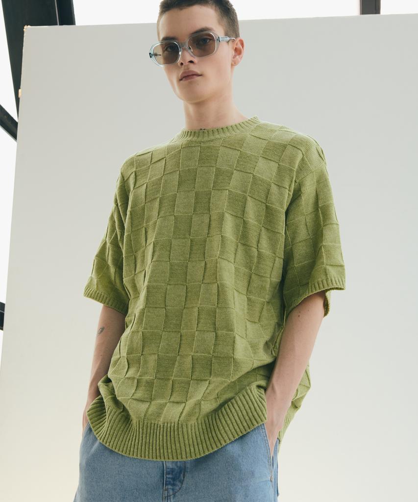 TRIP LE SENS Square Half Knit_Lime Green