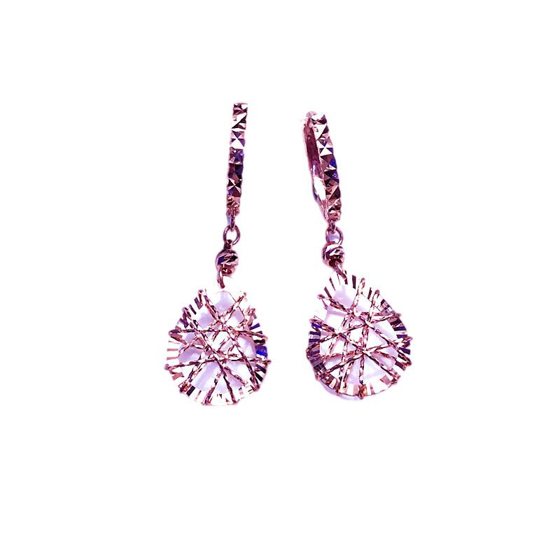 Exquisite Russian Purple Gold Hollow Water Drop Earrings Smart And Shiny Rose Gold Brushed Earrings Fashion Jewelry