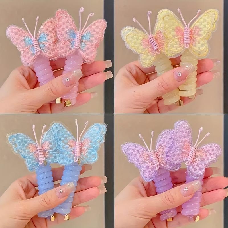10pcs Cute and Sweet Butterfly 's Telephone Line Hair Bands, Gentle and Versatile 5 Color Butterfly Set Hairpins, for Daily Versatile Hair Accessories