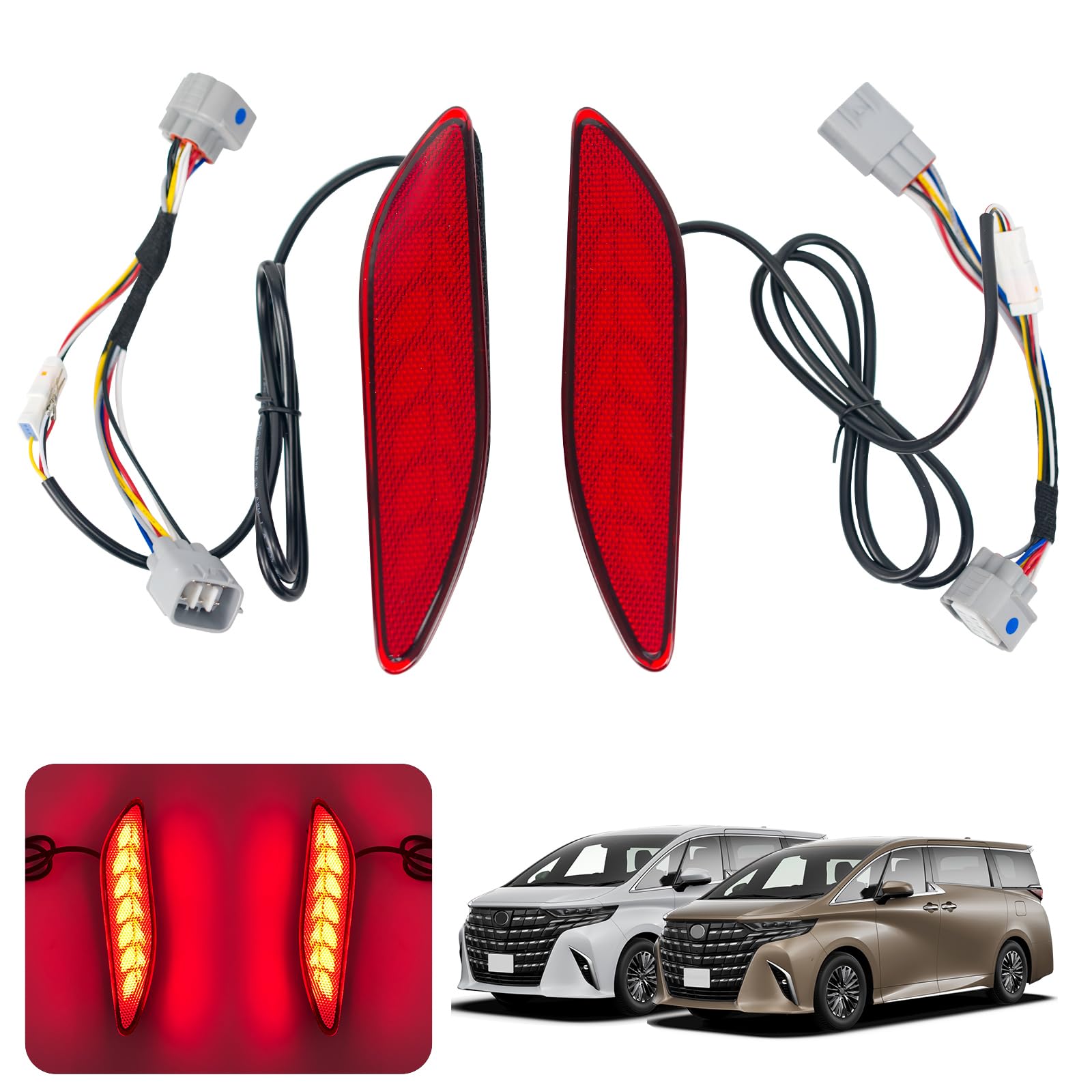 

TELLIKA 40 Series Alphard LED Reflector Lamps No Modification Required Small and Brake Activated Flowing LEDs Alphard 40 Series Accessories Custom