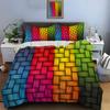 Woven Colorful Stripes Bedding Set For Kids Luxury Gift 3Pcs Digital Print Comforter Set Soft Comfortable Breathable