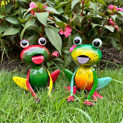 2pcs Small Cute Frog Patio Art Garden Decoration for Outdoor Lawn Decoration, Porch, Backyard, Patio Decoration