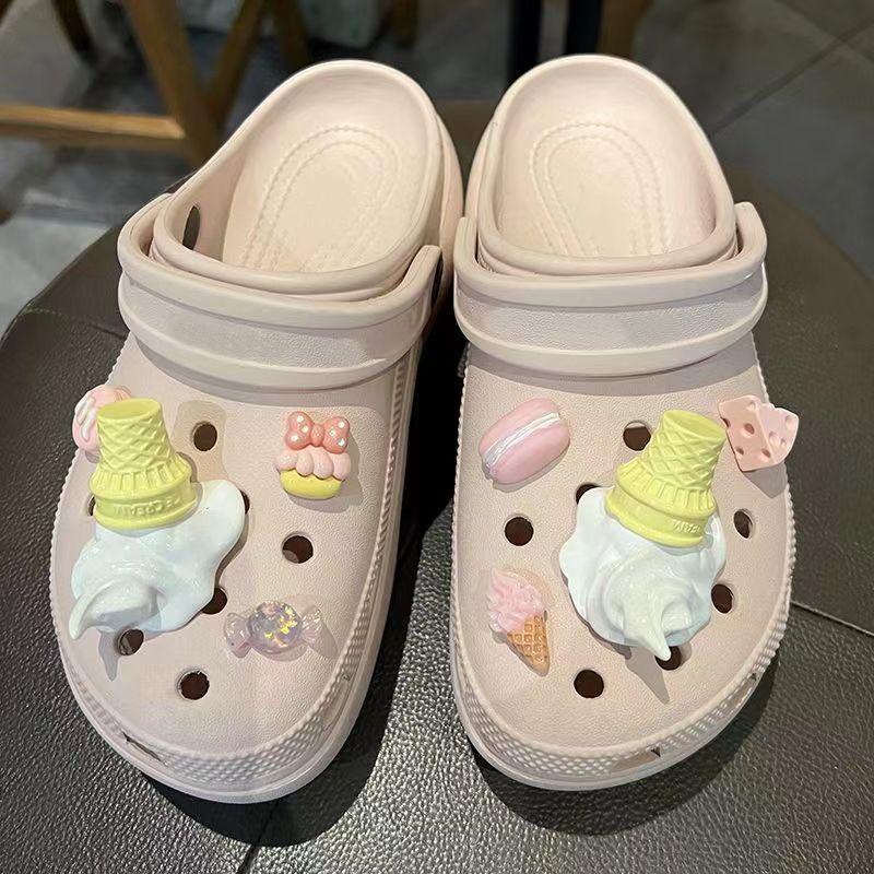 DIY Cute Ice Cream Series Shoe Charms Accessories for Clogs Slide Sandals Garden Shoe Decoration Buckle Pins Boys Girls Gifts