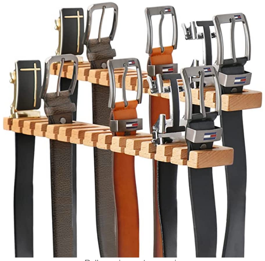 Belt Hanger For Closet Wooden Belts Organizer Belt Rack With 360 Rotation Swivel Hook Tie Display For Closet Door Wall New