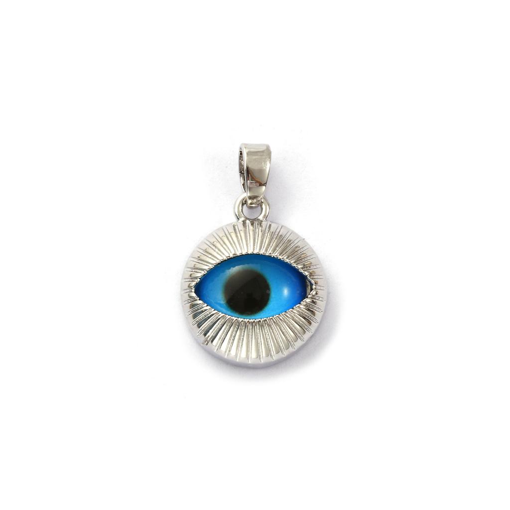 2 PCs Gold Plated Blue Round Eye Brass Charm Pendant For Women DIY Making Necklace Earring Jewelry Findings 20mm X 13mm