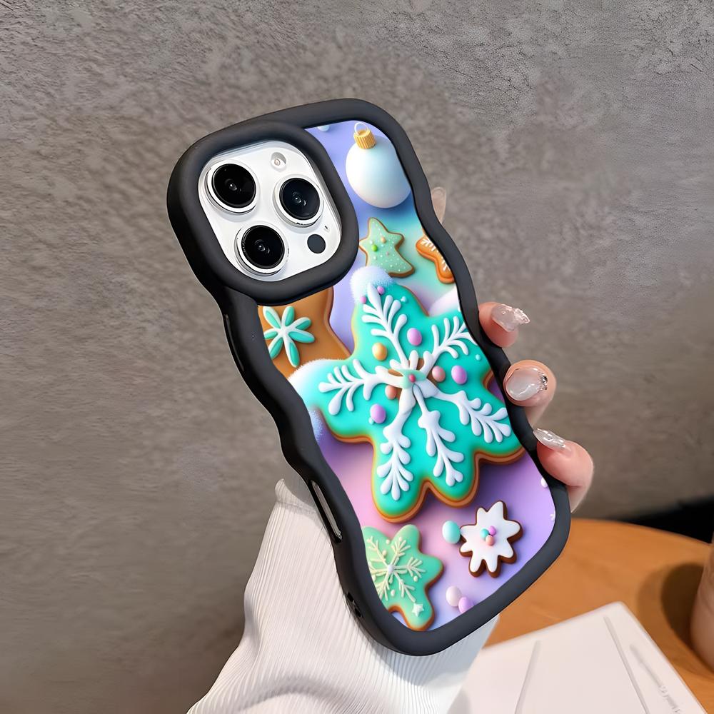 Winter Snowflake Mobile Cell Phone Case for iPhone 17 16 15 14 13 12 11 Air Pro Max Plus Wavy Edge TPU Colorful Cover Luxury